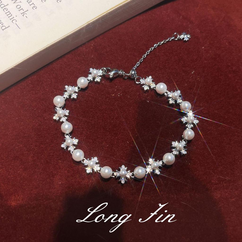 Niche Cross Pearl Necklace Bracelet High-End Temperament Collarbone Chain Versatile Jewelry