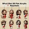 Брелок с 8 плоскими акриловыми мультяшными персонажами на тему Иисуса, плоский 2D кулон для рюкзака.