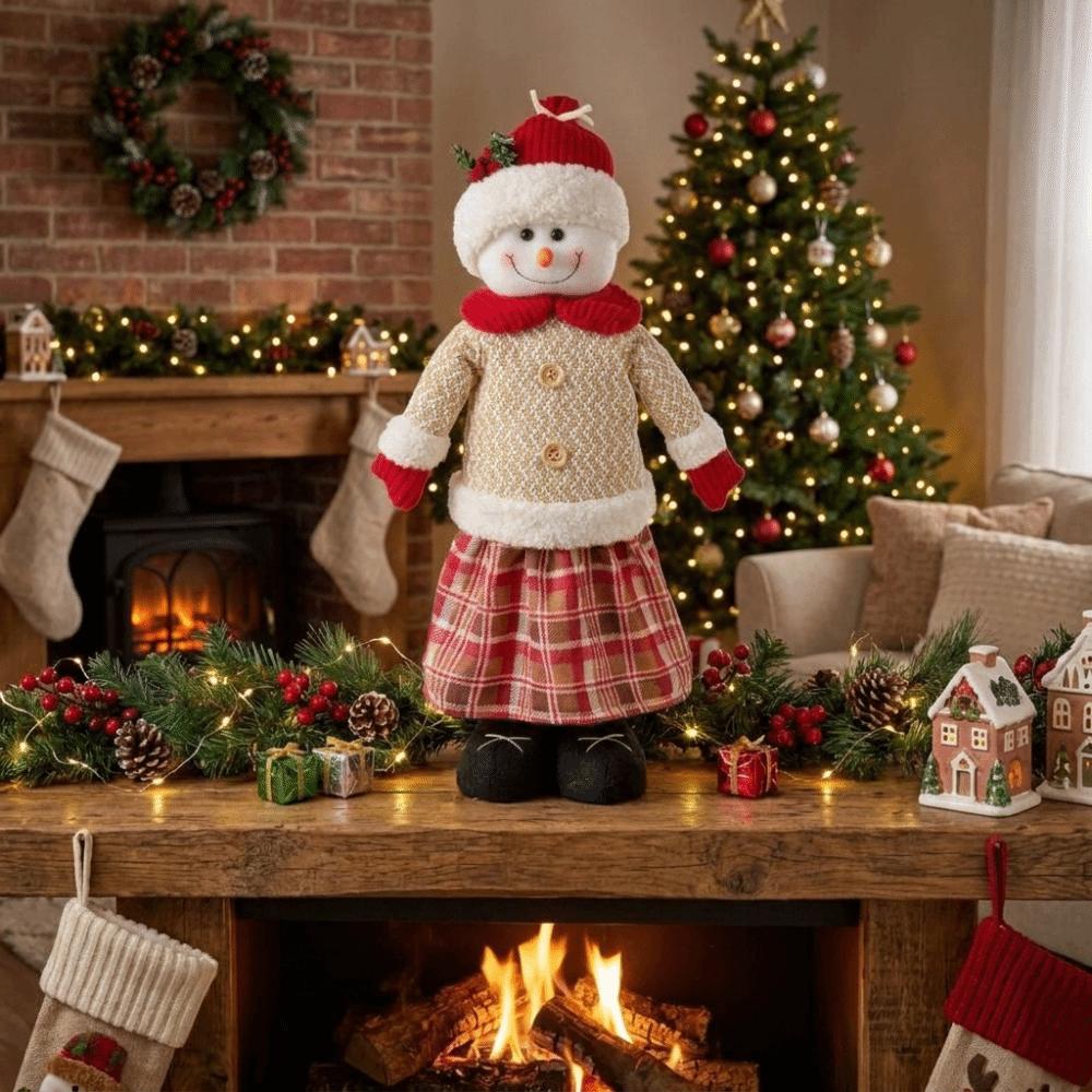 Extendable Legs Christmas Snowman Ornament Space-Saving Retractable Standing Doll  Home Decor
