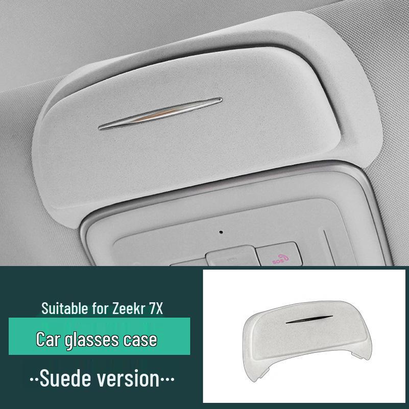 Zeekr 001 Sun Visor Suede Organizer: Multi-functional Car Sunglass Clip & Receipt Holder