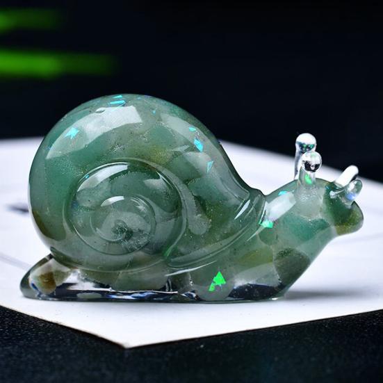 Фигурка улитки из искусственного кристалла, красочная статуэтка улитки из натурального камня, мини-украшение в виде исцеляющей улитки, вырезанное вручную, украшение для домашнего офиса, рабочего стола