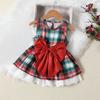 Children Plaid Dress Girl's Lace Bowknot Dress