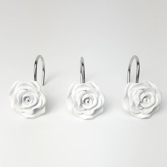 12 шт. металлических декоративных крючков для занавесок для душа с рисунком розы, нержавеющая занавеска для душа в ванной