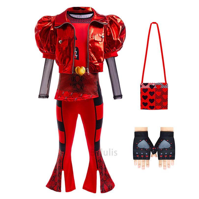 The Rise of Red Costume D-Descendants 4 Halloween Dress Up Cosplay Girls Leather Suit Birthday Party Halloween Costume