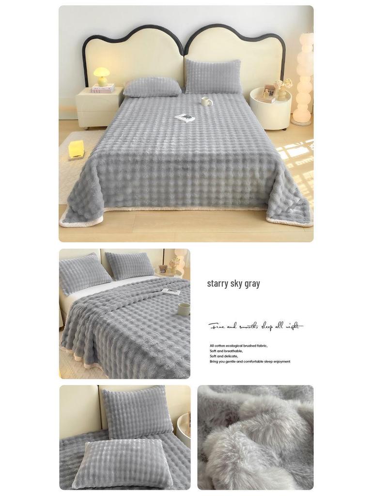 Плюшевая зимняя простыня с пузырьковым кроликом, на флисовой подкладке из вельвета, теплая