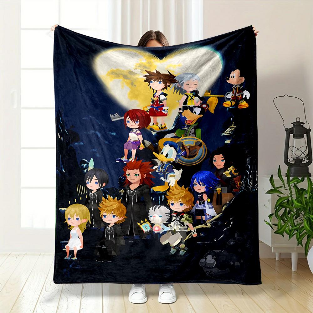 Kingdom Hearts Chibi Characters Patterned flannel blanket perfect for the bedroom living room, sofa, or a little nap
