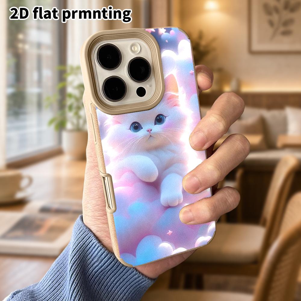 Чехол для телефона: Защитный чехол из натуральной кожи 2D Flat для Samsung Galaxy A34 A35 M05 M06 S20 S22 S21 FE Plus 5G, Облачный кот, Подарок на Рождество и Хэллоуин