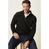 Men's Black Anti-pilling Non-pilling Standard Fit Bato Collar Cold-proof Fleece Sweatshirt