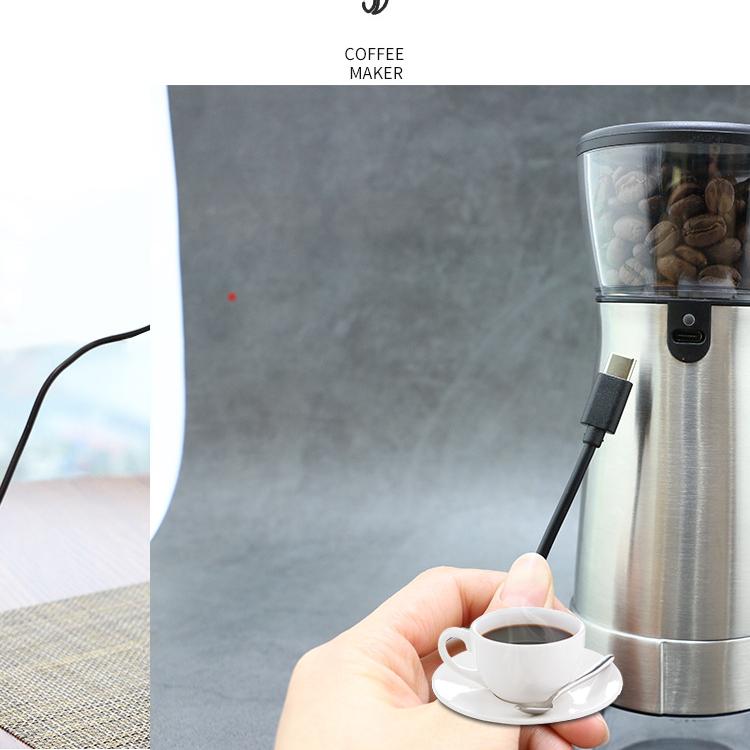 Портативная электрическая кофемолка, перезаряжаемая от USB, ручная кофемолка из нержавеющей стали, кофемолки, кухонные аксессуары