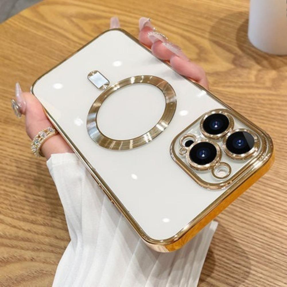 **Гальванизированный Магнитный Чехол для Телефона с Зарядкой для iPhone 18 Pro Max 15 16E Полное Покрытие Защитная Пленка для Камеры