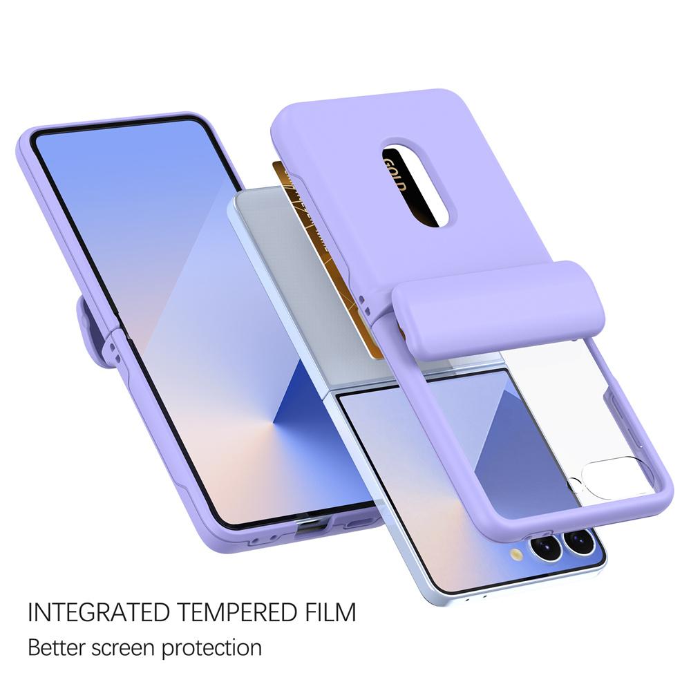 Для Samsung Galaxy Z Flip 7 fe 6 5 4 3 Кошелек-чехол с держателем для карт Защита шарнира Flip7 Flip6 Flip5 Flip4 5G Чехол для телефона