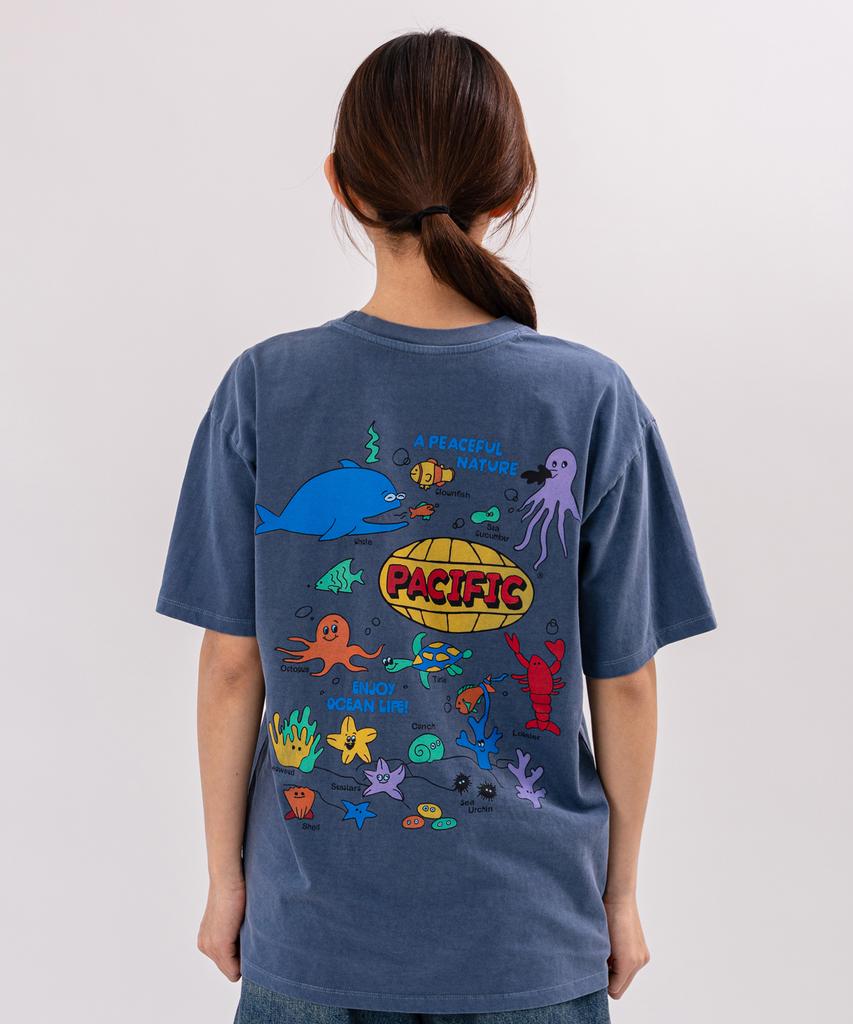 BIGWAVE COLLECTIVE Enjoy Ocean Life Pigment Short Sleeve T-Shirt (Navy)