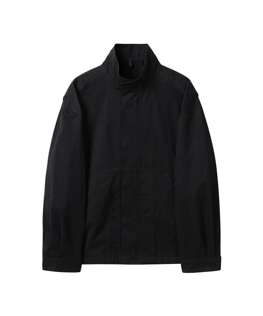 Customellow Black Creased Cotton Jacket Cwuas25212Bkx