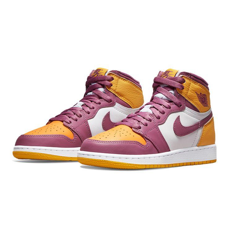 Детские кроссовки Air Jordan 1 Retro High OG GS Brotherhood Gold University-Gold Light-Bordeaux 575441-706