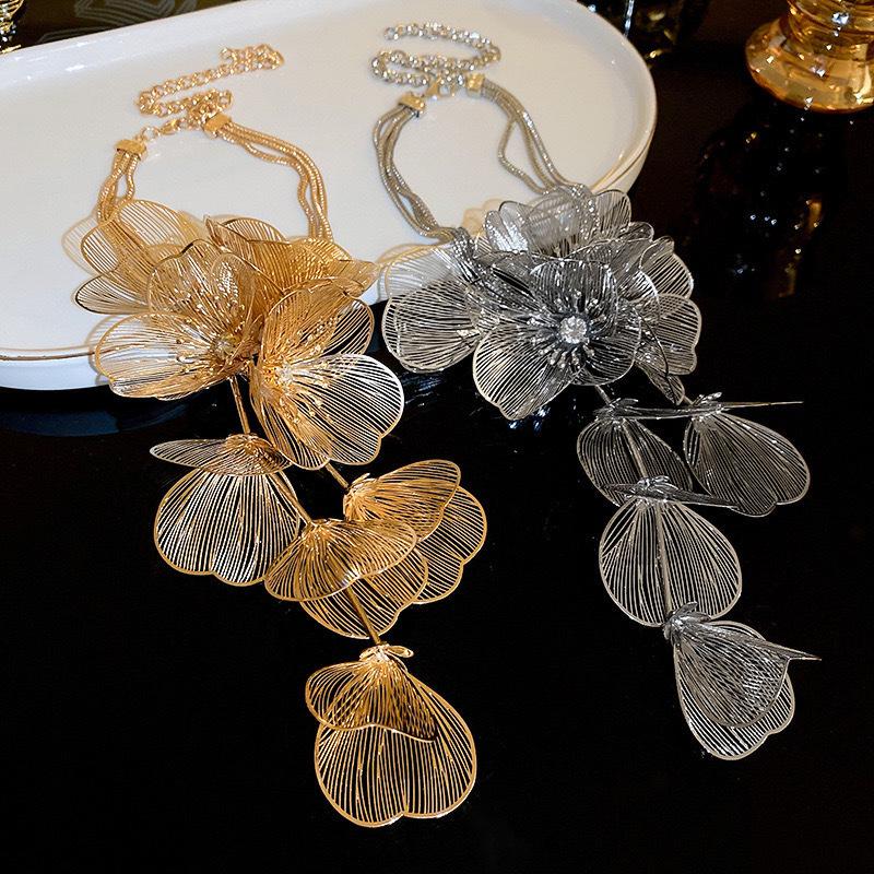 Винтажные серьги-подвески для невесты «Золотой цветок», 2024: Изысканный китайский стиль для лета