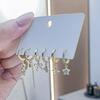 ANENJERY Zircon Star Bowknot Bear Earrings For Women Exquisite Lovely 6-piece Earring Set Girl Gift