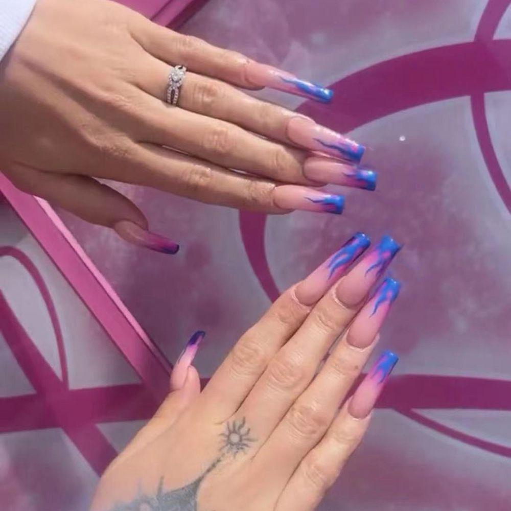 24pcs/Box Press On Nails Full Cover Manicure Tool Coffin False Nails Wearable Fake Nails Nail Tips