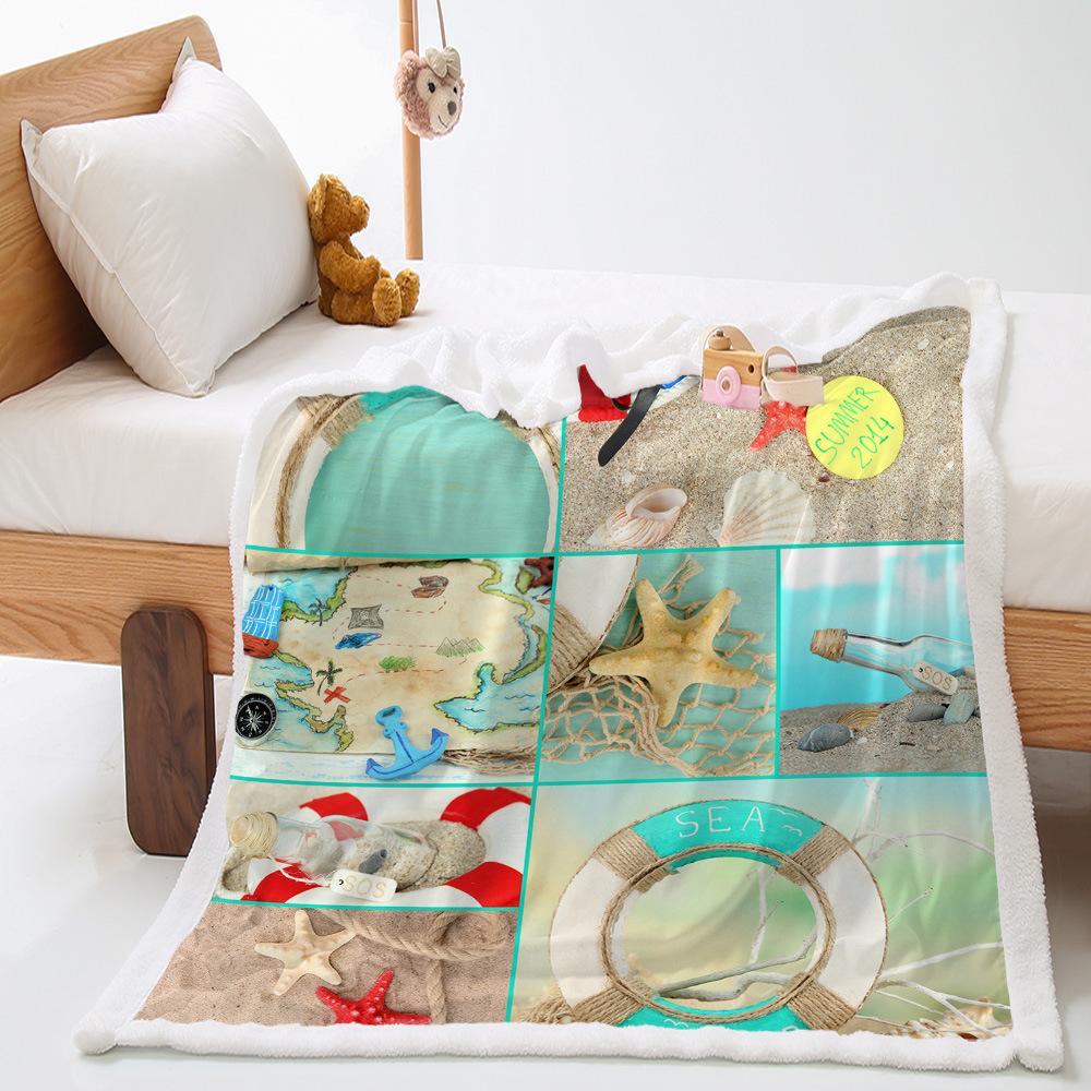 Little Fresh Starfish 2D Digital Printing Thickened Lamb Fleece Crystal Fleece Student Blanket Cover