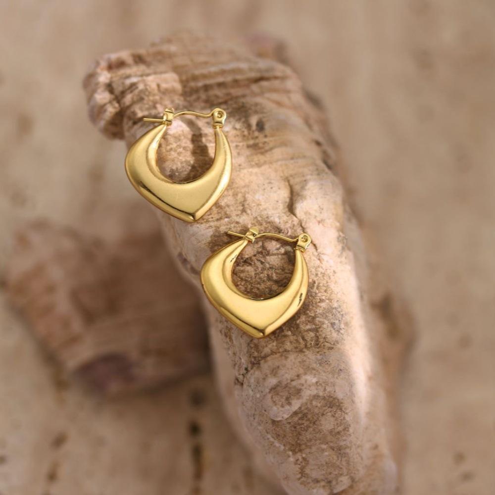 Геометрические серьги-гвоздики в виде креста из нержавеющей стали с молотковой отделкой, покрытые 18-каратным золотом, для женщин
