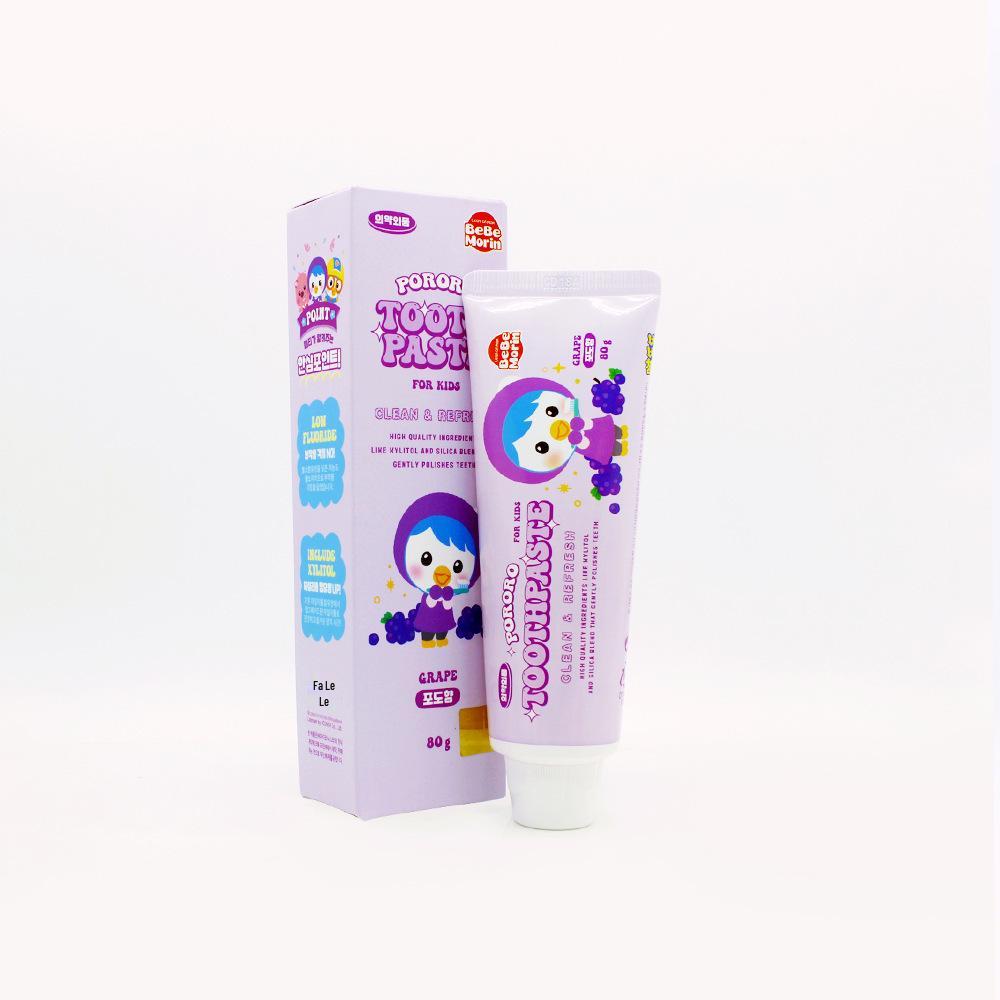 Детская зубная паста Pororo, вкус смешанных фруктов, 80 г, для детей от 2 лет (Корейский импорт)