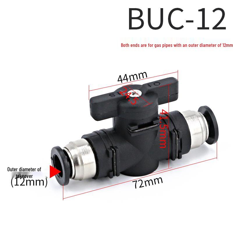 Pneumatic PU Tube Quick Connector Hand Valve BUC6/8/10/12mm for Air Compressors