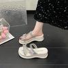 Fashion Fairy Style with Skirt Muffin Platform Slippers 2025 Summer New High-end Outer Wear Rhinestone Sandals