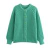 Women Sweater Coat Round Neck Long Sleeve Solid Color Button Down Cardigan Sweater Thick Warm Knit Outwear