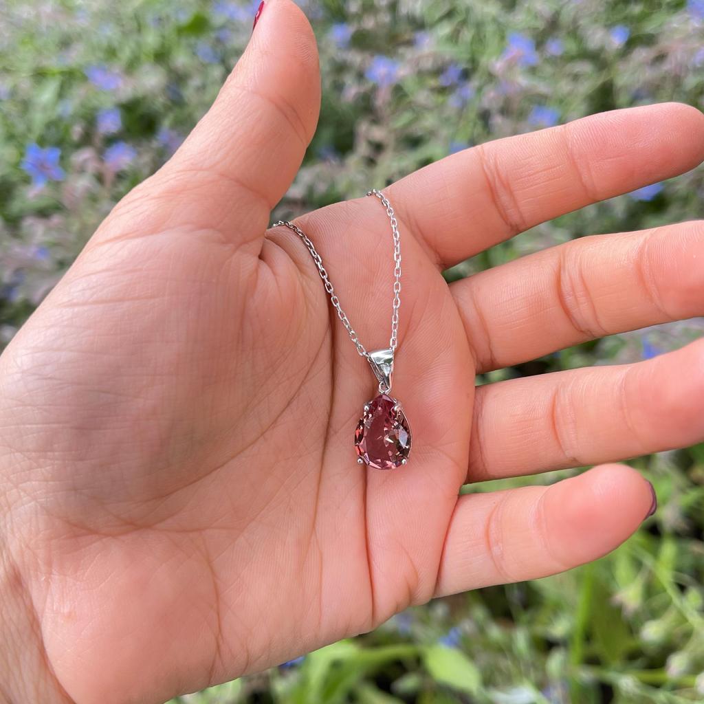 Ожерелье из зултанитового камня, кулон из камня, меняющий цвет, серебряное колье, колье из султанита, колье для женщин