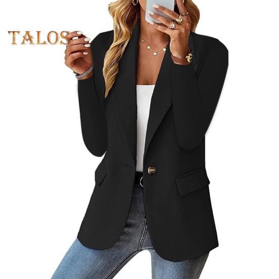 Женский пиджак, облегающий, с длинными рукавами, пригородный костюм, пальто, однотонный пиджак на одной пуговице для офиса, повседневной носки, вечеринки