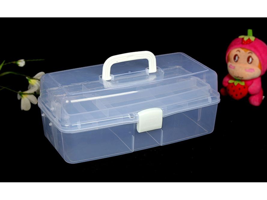 Extra Large Transparent Plastic Toolbox with Three Layers - Artist & Electrician Portable Folding Storage Box