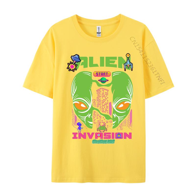 Brand Unisex T Shirt Printed Customized Top Tshirts Alien invasion retro T Shirts Round Collar Free Shipping