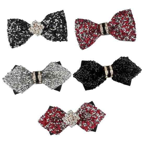 Yousheng Bow Tie Sparkling Rhinestones Inlaid Adjustable Tightness Formal Bow Tie Versatile Business Banquet Office Matching Decoration