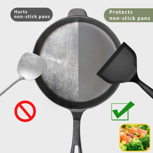 Dioycli Silicone Spatula Turner, Wide Pancake Flipper, Non-Stick Egg Flipper, BPA-Free, Black, 2-Piece Set for Omelettes, Cakes, Eggs, Pizza, Steaks,