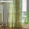1 шт. NAPEARL богемный ретро деревенский зеленый растительный узор полузатеняющие шторы для маленьких окон, балкона, домашний декор