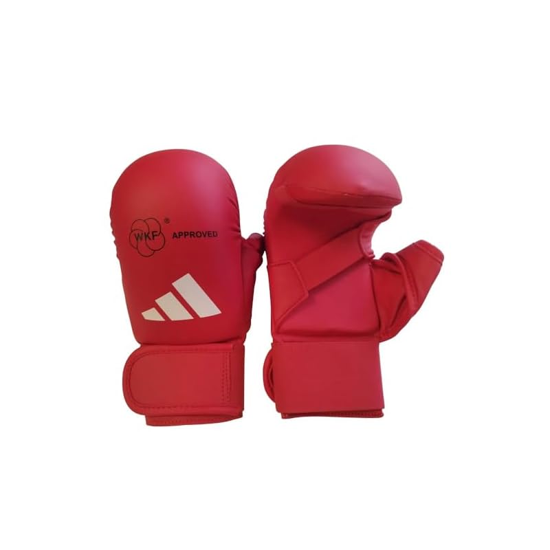Защита кулака для каратэ adidas с защитой большого пальца, 2.0, одобрено WKF // Защита кулака Adidas, одобрено Всемирной федерацией каратэ (Красный, XS)
