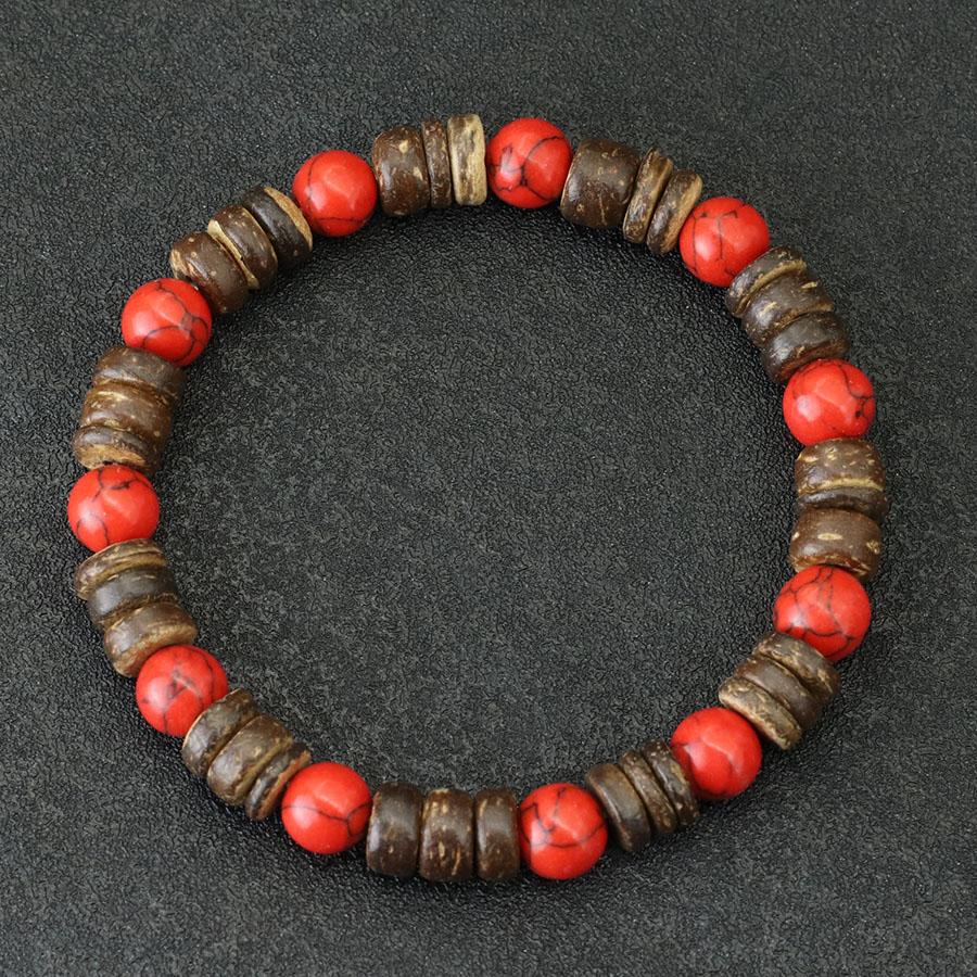 Винтажный стиль ручной работы браслет из бисера для мужчин натуральный черный желчный камень деревянные бусины нити мужской подарок ювелирные изделия