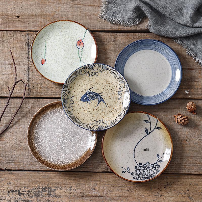 Керамическая тарелка ручной росписи в ретро-стиле, 6 дюймов, круглая - Пепельница, Плевательница, Тарелка для чая, Сухофруктов, Мелких закусок, Десертов.