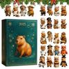 Xmas Advent Capybara 2D Acrylic Decoration 24 Days Holiday Capybara Ornament Countdown Calendar designed for Home Xmas Tree Car