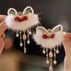 Tassel Lion Hairpin Plush Ball Ancient Style Hairpin All-match Chinese New Year Headwear  Baby