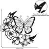 Rummy Metal Butterfly Wall Art Flower Wing Metal Wall Décor Modern Floral Butterfly Sculpture Rusty Sculpture Rustproof Flower Silhouette Decoratio