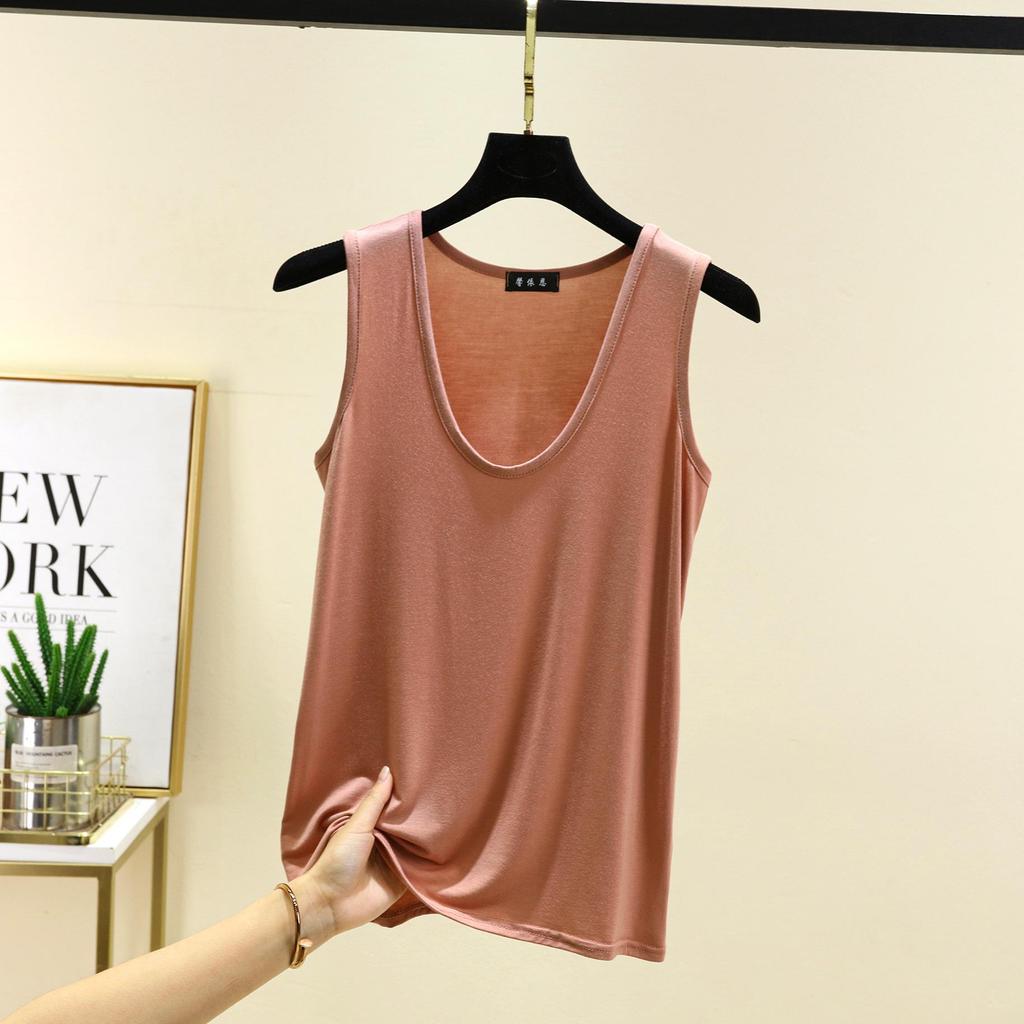 6XL Свободный жилет с овальным вырезом, эластичный, летний, из модала, модный, универсальный, большого размера, базовая рубашка, нижняя часть с изогнутым краем, женский топ