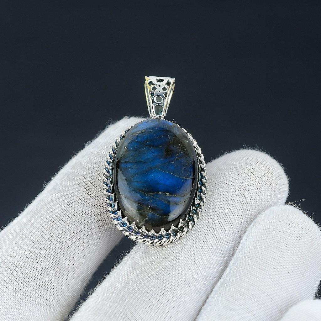 Подвеска из лабрадорита Blue Fire, драгоценный камень из лабрадорита, ювелирная подвеска из стерлингового серебра 925 пробы ручной работы для женских подарков, ювелирные изделия из драгоценных камней для нее