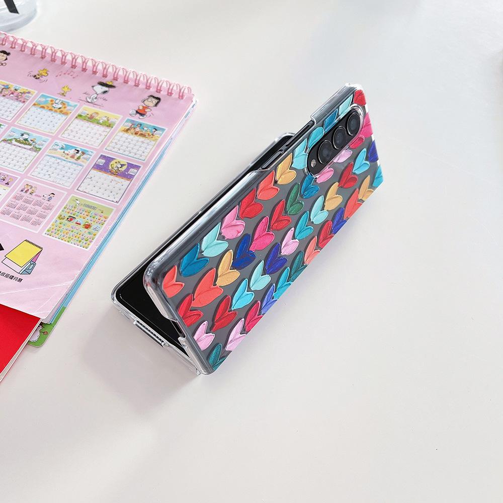 Женский милый красочный чехол с сердечком для телефона Samsung Galaxy Z Fold 4 3 5g, прозрачный жесткий чехол для ПК Z Fold3