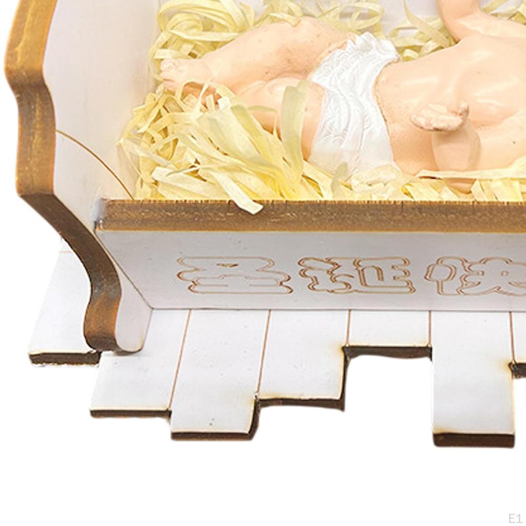 Baby Jesus Manger Figurine,Christmas Nativity Scene,Christian Holiday Decoration Collection with LED