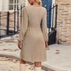 Women's Fashion Casual Solid Round Neck Pullover Loose Long Sleeve Dress