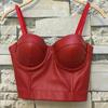Aonve Women Summer Sexy Top PU Leather Festival Clothing Tops Bralette Cropped Top Female Punk Goth Clubwear Black Red Plus Size