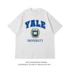 YALE Футболка с коротким рукавом Йельский университет Лига плюща Американская известная школа Хлопок Принт алфавита Модный бренд Свободная