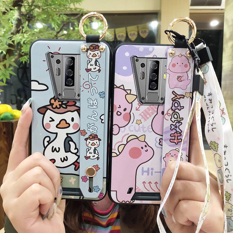 Kickstand Anti-dust Phone Case For Blackview BV6900 Wrist Strap Ring Cartoon Anti-knock Waterproof Cute Dirt-resistant