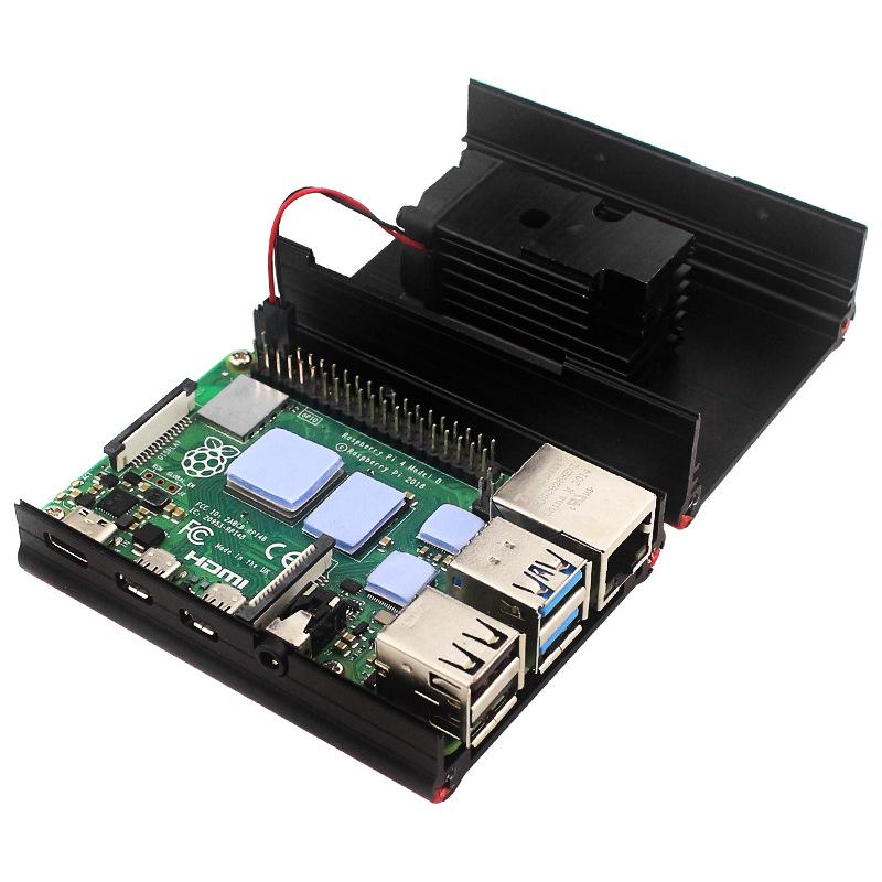 Raspberry Pi 4B Aluminum Alloy Case with Fan - Durable Shell with Tools Included