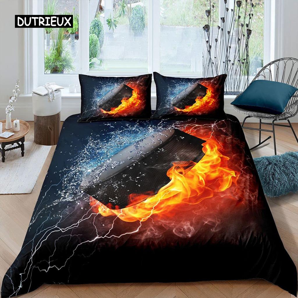 Комплект постельного белья с хоккейной тематикой для мальчиков, комплект постельного белья с хоккейной тематикой, размер King, для детей, молодежи, взрослых, мужчин, зимний пододеяльник